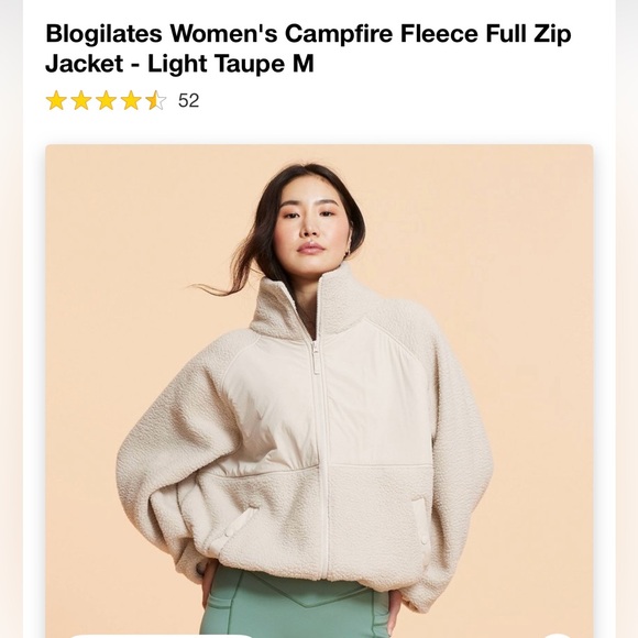 Blogilates Women's Campfire Fleece Full Zip Jacket - Cream - Picture 1 of 5